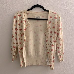 Cream floral print cardigan